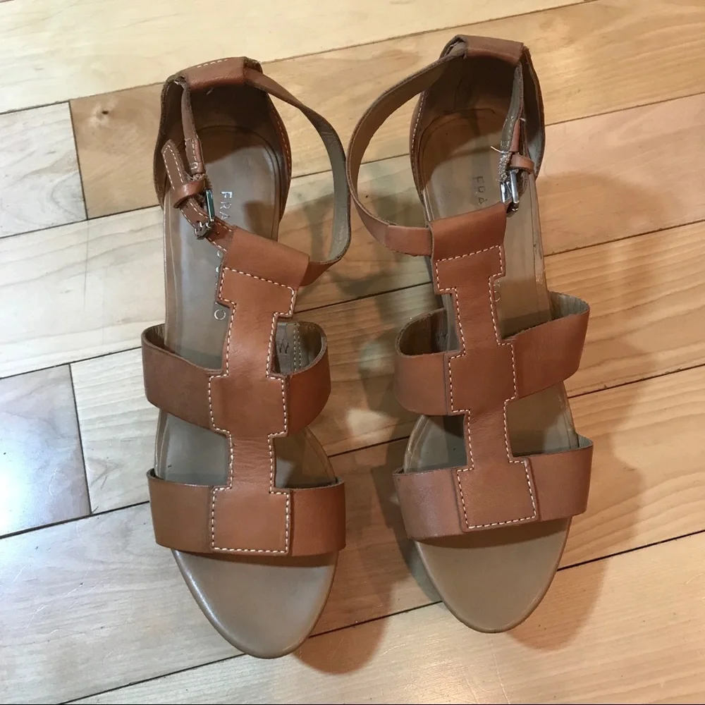 Franco Sarto Brown Leather Wedges 7.5 Falco Y2K
